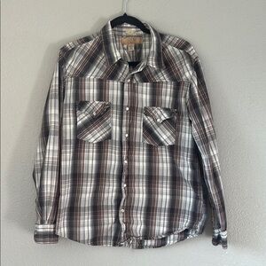 BKE Brown and White Casual Button Down Shirt